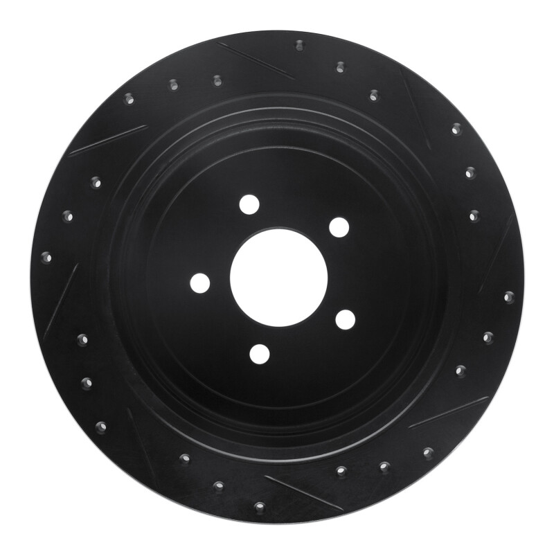 Lincoln Town Car Brake Rotor (1) - Rear Left - R1 Concepts - Drilled & Slotted - Black - `03-`11